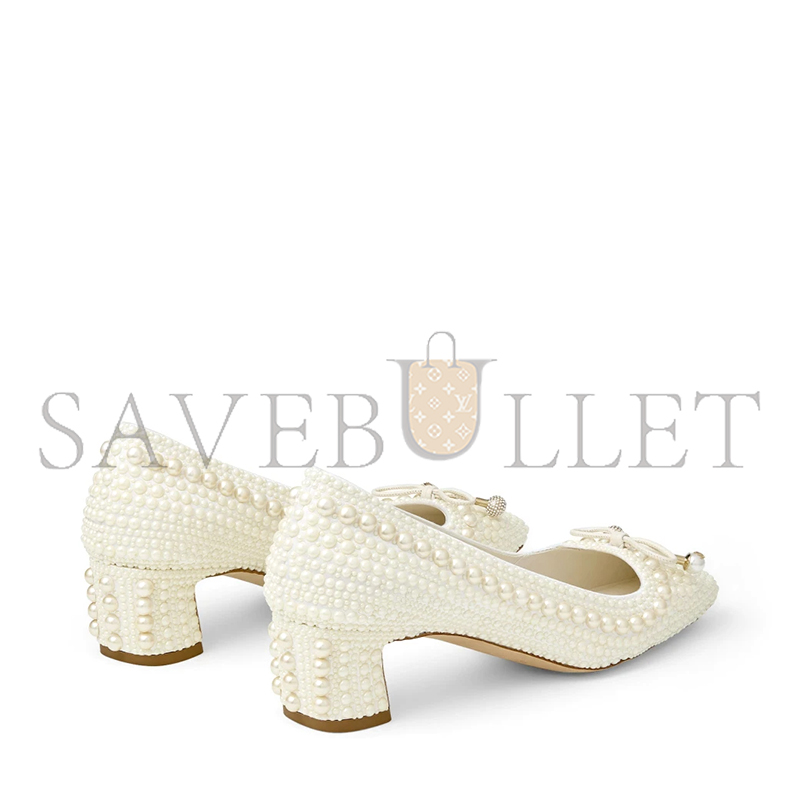 Ji*y Ch* elme 45 white pearl embellished satin pumps elme45woz